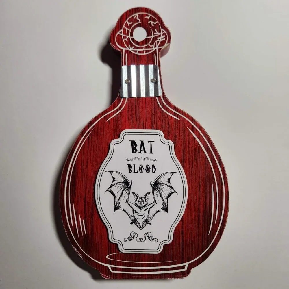 New Set of 3 Halloween Decor Wooden Potions Wood Decorations Bat Blood Witch's B